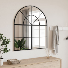 Wall Mirror Black Glass 31.5 x 15.7 in Minimalistic Wal...