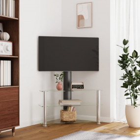 Corner TV Stand Black and Silver