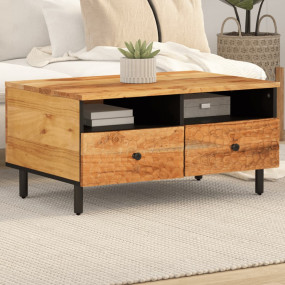 Coffee Table Brown and Black Acacia Wood, Engineered Wo...