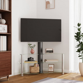 Corner TV Stand Black and silver
