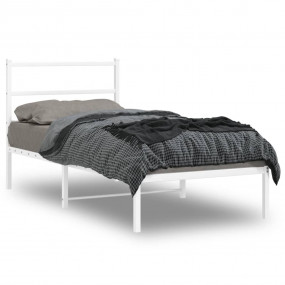 Bed Frame White Powder-Coated Steel Single Bed Frame