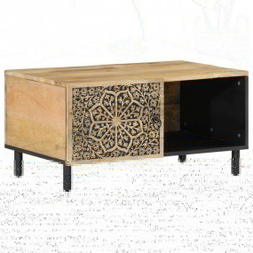 Coffee Table Natural Solid mango wood, engineered wood,...