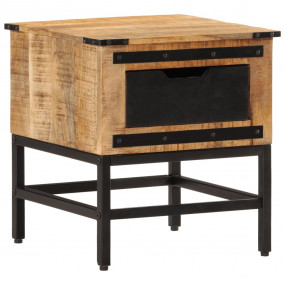 Bedside Cabinet Natural wood, Black Solid mango wood, I...