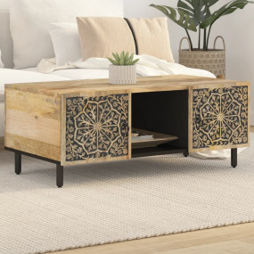 Coffee Table Natural Solid mango wood, engineered wood,...