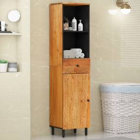 Bathroom Cabinet Brown Solid Acacia Wood Medium Bathroo...