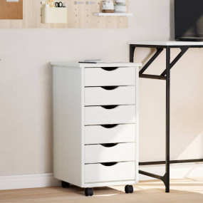 Rolling Cabinet White Solid pine wood, engineered wood,...