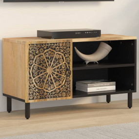 TV Cabinet Brown Solid mango wood, iron TV Stand Rectan...