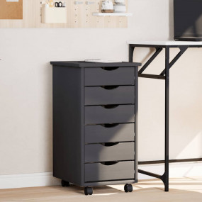 Rolling Cabinet Moss Grey Solid pine wood, engineered w...