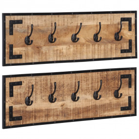Coat Rack Natural wood Solid rough mango wood, powder-c...