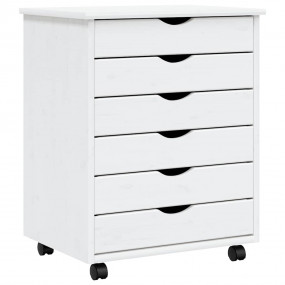 Rolling Cabinet MOSS White Solid pine wood, engineered ...