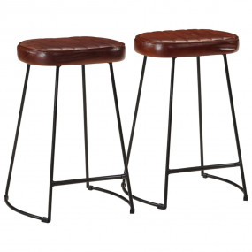 Bar Stool Set of 2 Dark Brown