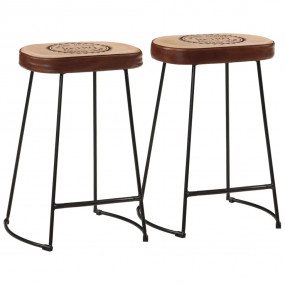Bar Stool Set of 2 Dark Brown Metal Medium Industrial