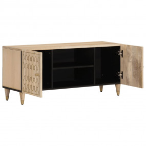 TV Cabinet Bleach natural Solid mango wood, engineered ...