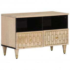 TV Cabinet Bleached Natural Solid Mango Wood with Bleac...