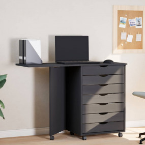 Rolling Cabinet MOSS Grey Solid pine wood, engineered w...