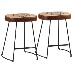 Bar Stool Set of 2 Dark Brown