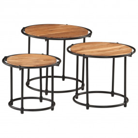 Nesting Table Natural Wood Solid Acacia wood Small to M...