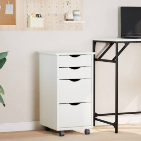 Rolling Cabinet White Solid pine wood, engineered wood,...
