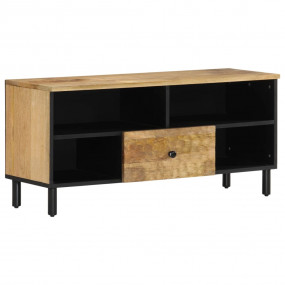 TV Cabinet Natural Solid Mango Wood, Iron Medium TV Cab...