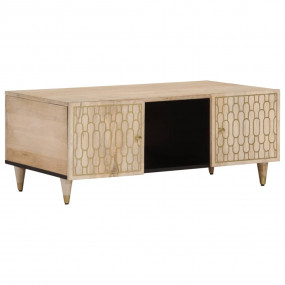 Coffee Table Natural Bleached Solid Mango Wood, Enginee...