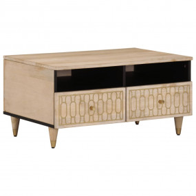 Coffee Table Bleach Natural Solid Mango Wood, Engineere...