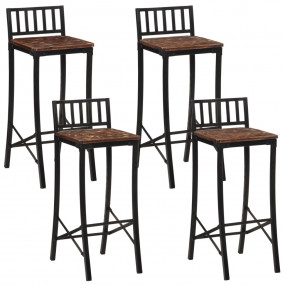 Bar Chair Set of 4 Mixed color due to reclaimed wood