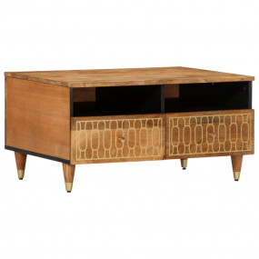 Coffee Table Honey Brown Solid Mango Wood, Iron 31.5x21...