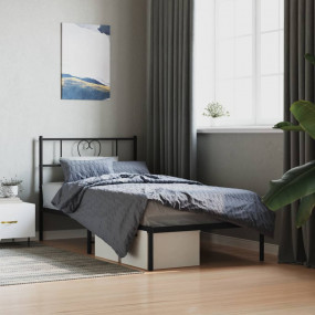 Bed Frame Black Steel Single Bed Frame Rectangular Mode...