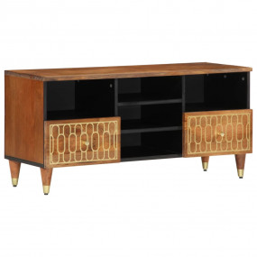 TV Cabinet Honey Brown Solid Mango Wood, Engineered Woo...