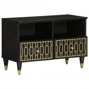 TV Cabinet Black Solid mango wood, iron Medium TV Cabin...