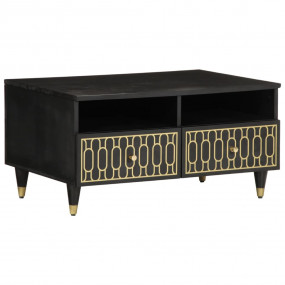 Coffee Table Black, Brown Solid mango wood, Engineered ...