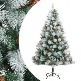 Artificial Hinged Christmas Tree Green and white PVC an...