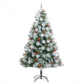 Artificial Hinged Christmas Tree Green and White PVC, M...