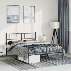 Bed Frame Black Powder-Coated Steel King Size Bed Frame