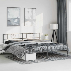 Bed Frame Black Powder-coated Steel Double Bed Frame