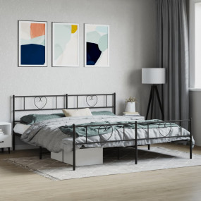 Bed Frame Black Powder-coated steel 78.7x78.7 in Bed Fr...