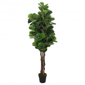 Artificial Fiddle Leaf Fig Tree Green PEVA, Wood, Plast...