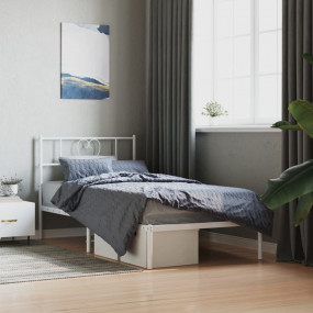Bed Frame White Powder-Coated Steel Single Bed Frame