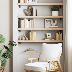Wall Shelf Natural Beech Solid Beech Wood 31.5x7.9x1.6 ...