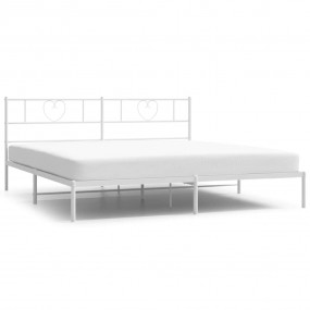 Bed Frame White Powder-Coated Steel 72.0x84.0 in Bed Fr...