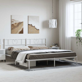 Bed Frame White Steel Full Bed Frame Rectangular Modern