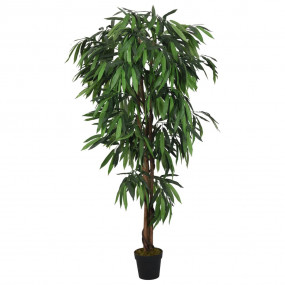 Artificial Mango Tree Green Textile fiber, Wood, Plasti...