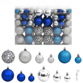 Christmas Bauble Set of 100 Blue and Silver Polystyrene