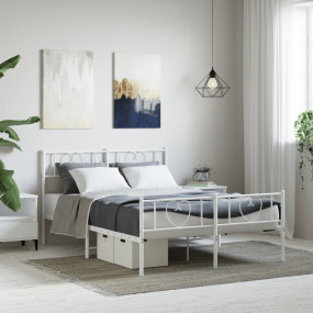 Bed Frame White Powder-coated steel Small Double Bed Fr...