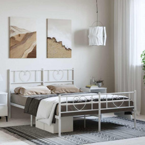 Bed Frame White Steel Double Bed Frame Rectangular
