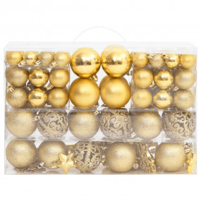 Christmas Bauble Set 111 Pieces Gold Polystyrene