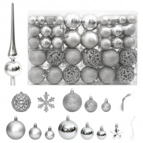 Christmas Bauble Set Set of 111 Silver Polystyrene Vari...