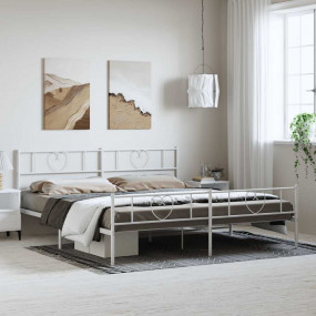 Bed Frame White Steel Double Bed Bed Frame Rectangular ...