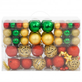 Christmas Bauble Set Set of 111 Red, Green, Gold Polyst...