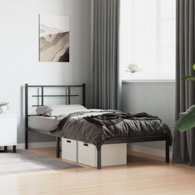 Bed Frame Black Powder-coated Steel Single Modern Bed F...